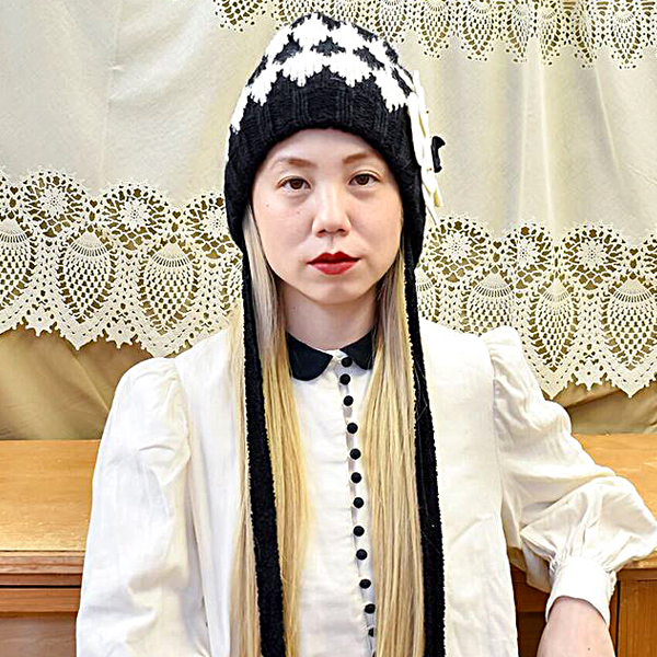 かわいい ニット帽 バラ色の帽子 レディース 秋冬 帽子 送料無料 ダイヤ柄ニットキャップ Barairo no boushi 花付き ニットキャップ 全3色 クロ/ワイン/グリーン [beanie cap] 女性 プレゼント 帽子 クリスマス ギフト ラッピング無料 送料無料_15