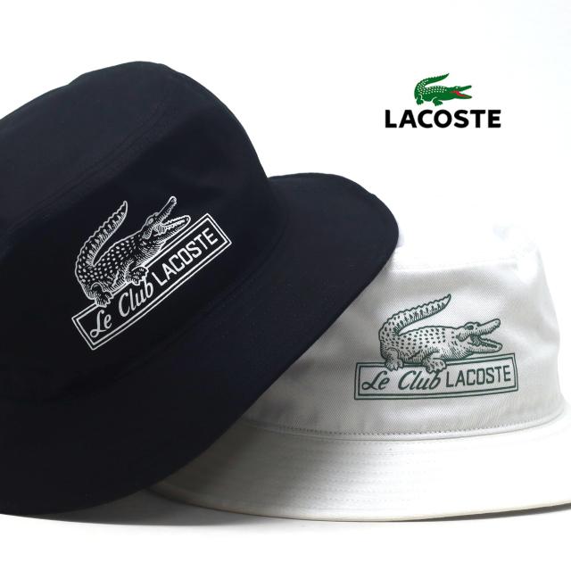バケットハット LACOSTE 帽子 春夏 プリント メンズ バケハ ブラック ホワイト ハット レディース 綿100% ラコステ コットンツイル HAT 男女兼用 全2色 20代 30代 40代 ファッション ［ bucket hat ］ 女性 プレゼント ギフト 誕生日 ラッピング無料の通販は