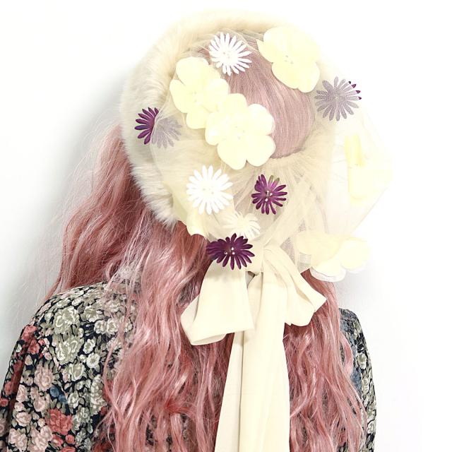 ヘッドドレス レディース ボンネット チュールレース 日本製 帽子