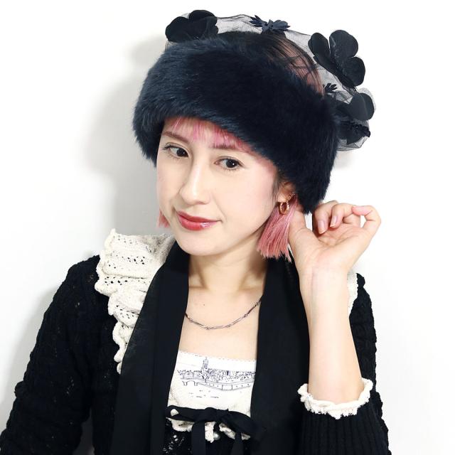 ヘッドドレス レディース ボンネット チュールレース 日本製 帽子 フード 秋冬 バラ色の帽子 ロシア姫フード Barairo no Boushi 大人用 [ head dress ] 女性 プレゼント 帽子 クリスマス ギフト ラッピング無料 送料無料_13