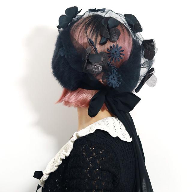 ヘッドドレス レディース ボンネット チュールレース 日本製 帽子 フード 秋冬 バラ色の帽子 ロシア姫フード Barairo no Boushi 大人用 [ head dress ] 女性 プレゼント 帽子 クリスマス ギフト ラッピング無料 送料無料_16