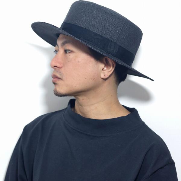 ボーターハット メンズ ラカル カンカン帽 メンズ ペーパークロス