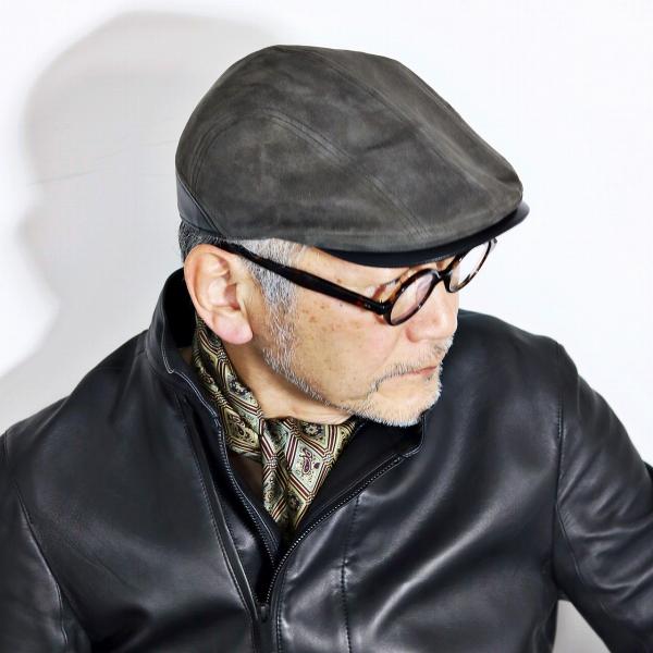 スウェード ハンチング メンズ 本革 帽子 レザー 秋冬 羊革 スエード ハンチング帽 REGALIS ブランド 山羊革 レガリス 秋 冬 [ ivy cap ] ギフト プレゼント 贈り物 羊皮 日本製 M 56.5cm L 58cm LL 59.5cm 本革 本皮 リアルレザー グレー 敬老の日