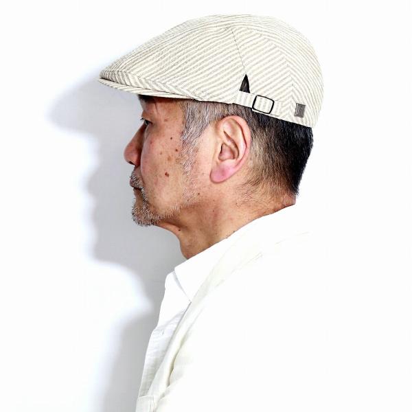 REGALIS イタリア生地 ハンチング メンズ 春 夏 ストライプ柄 ハンチング帽 レガリス 紳士 帽子 ハンカチ付き 日本製 ブランド ベージュ [ ivy cap ] 父の日 ギフト プレゼント 贈り物 敬老の日_9