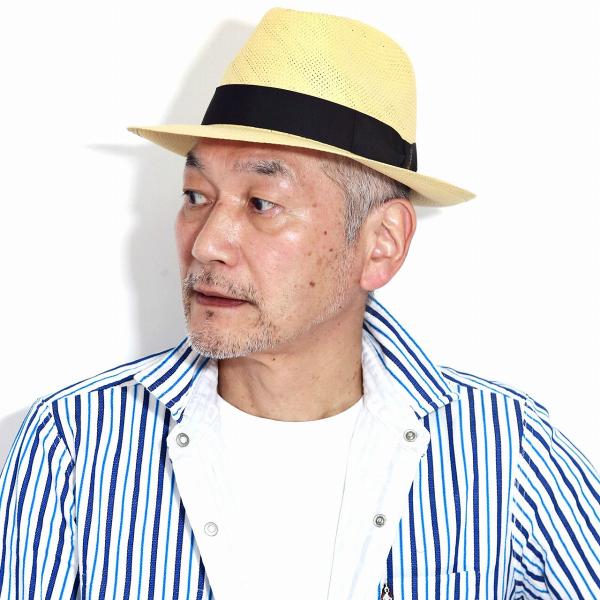 ハット ストローハット メンズ 中折れハット 大きいサイズ 麦わら帽子 ソルバッティ ハット 日焼け対策 SORBATTI 帽子 ブラック ネイビー ライトグレー ナチュラル 帽子 57cm 59cm 61cm サイズ調整テープ付き [ straw hat ] [ fedora hat ] 父の日_12