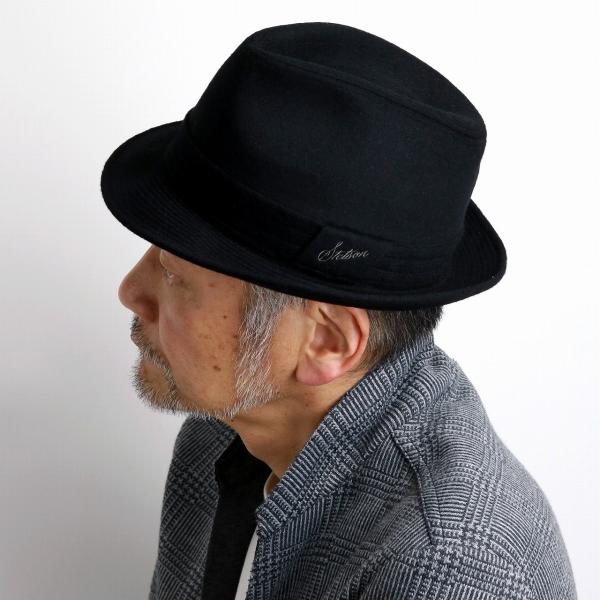 STETSON ステットソン 帽子 カシミヤ混 メンズ 秋冬 日本製 中折れ ハット 防寒 ハット 50代 60代 帽子 アメリカ ブランド 中折れ帽 シンプル / 黒 ブラック [ fedora ] 帽子通販 男性 帽子 クリスマス ギフト プレゼント 父の日 ギフト