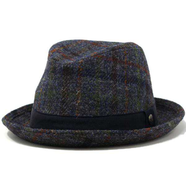 STETSON ハット メンズ 秋冬 ツイード ハリスツイード 帽子 中折れハット 中折れ帽子 紺 ネイビー グレー [ fedora ] 40代 50代 60代 フ