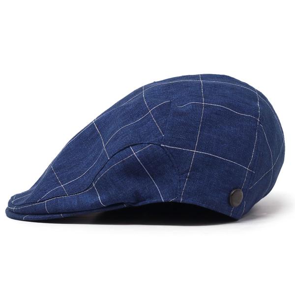 STETSON メンズ ハンチング 春夏 帽子 大きいサイズ ブランド チェック柄 ハンチング帽 さわやか リネン 麻 100% 涼しい 夏素材 帽子 ステットソン イタリア産SOLBIATI社製 生地 チェック 紳士帽子 ネイビー 紺 プレゼント 父の日 ギフト ラッピング無料 敬老の日_1