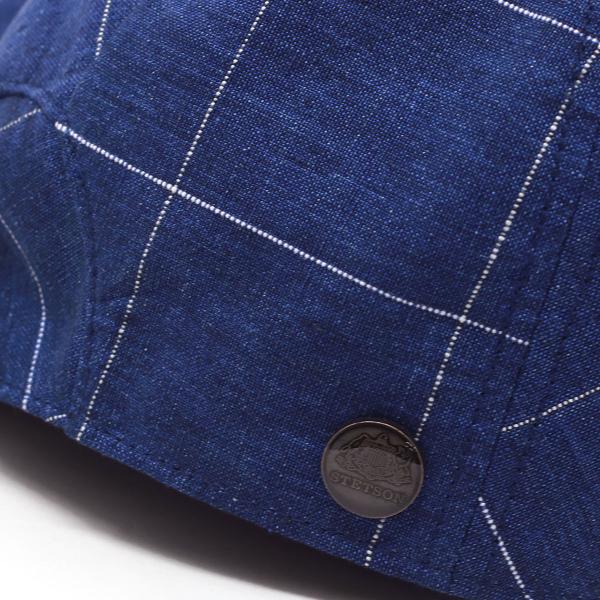 STETSON メンズ ハンチング 春夏 帽子 大きいサイズ ブランド チェック柄 ハンチング帽 さわやか リネン 麻 100% 涼しい 夏素材 帽子 ステットソン イタリア産SOLBIATI社製 生地 チェック 紳士帽子 ネイビー 紺 プレゼント 父の日 ギフト ラッピング無料 敬老の日_4