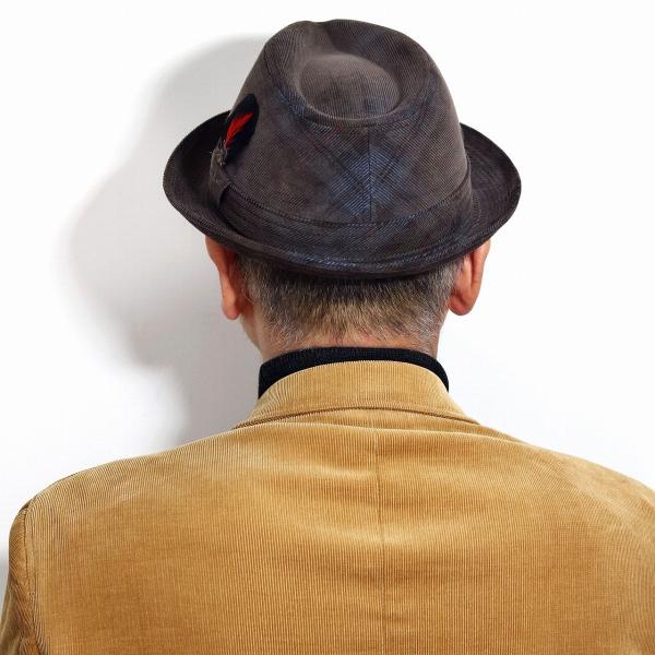 STETSON ステットソン 帽子 メンズ 中折れハット チェック柄 アメリカ イタリア生地 DUCA VISCONTI DI MODRONE 帽子 ハット 茶 ブランド コーデュロイ生地 ブラウン［ fedora ］敬老の日 ギフト 洗い加工 メール便 オールシーズンの通販は