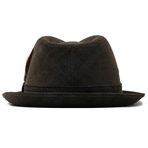 STETSON ステットソン 帽子 メンズ 中折れハット チェック柄 アメリカ イタリア生地 DUCA VISCONTI DI MODRONE 帽子 ハット 茶 ブランド コーデュロイ生地 ブラウン［ fedora ］敬老の日 ギフト 洗い加工 メール便 オールシーズンの通販は