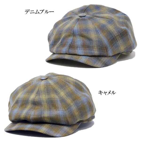 メンズ ハンチング 大きいサイズ チェック柄 ブランド帽子 高級 キャスケット チェック 麻 ツイード MAGEE ドニゴールツイード ブランド生地 リネンツイード デニムブルー キャメル［ ivy cap ］男性 ギフト お父さん 誕生日 プレゼント ラッピング無料 父の日_6