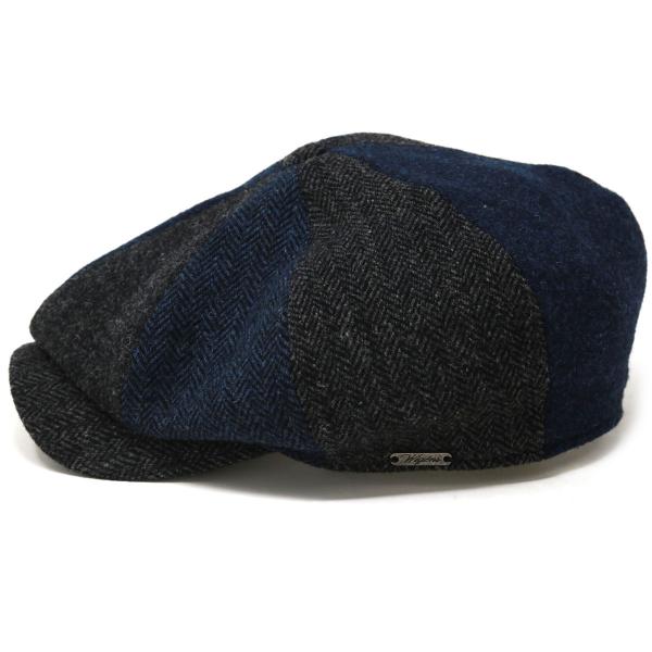 メンズ 大きいサイズ 帽子 秋冬 シェットランド ウール パッチワーク ハンチング 送料無料 wigens 8方ハンチング キャスケット チャコール [ ivy cap ] 40代 50代 60代 誕生日 プレゼント クリスマス ギフト ラッピング 無料 父の日 メンズ 大きいサイズ 帽子 秋冬 シェットランド ウール パッチワーク
