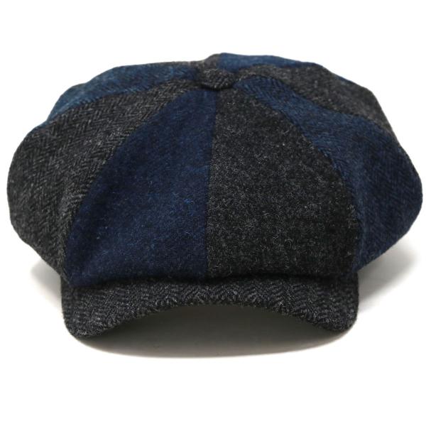 メンズ 大きいサイズ 帽子 秋冬 シェットランド ウール パッチワーク