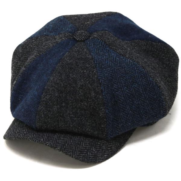 メンズ 大きいサイズ 帽子 秋冬 シェットランド ウール パッチワーク