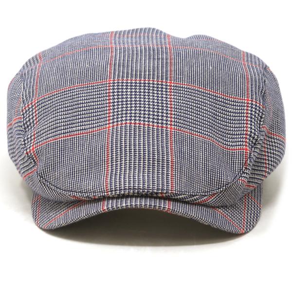 ハンチング メンズ ブランド WIGENS ヨーロッパ 麻 綿 BOTTOLI 生地 ウィゲン グレンチェック リネン コットン 58cm 60cm 62cm 64cm スチールブルー 父の日 ハンチング メンズ 大きいサイズ チェック 柄 帽子 父の日 ギフト 北欧