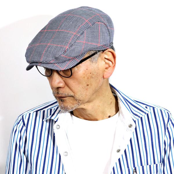 ハンチング メンズ 大きいサイズ チェック 柄 帽子 父の日 ギフト 北欧 ブランド WIGENS 綿 麻 涼しい 春夏 ネイビー 紺 [ ivy cap ] 父の日 ギフト 人気 男性 誕生日 プレゼント ラッピング無料 送料無料_7