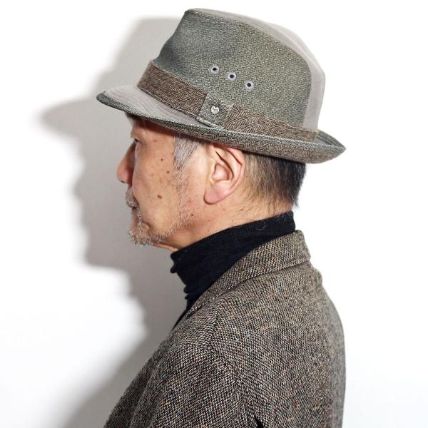 ライナー型 ハット メンズ スエード調 ミラショーン ヘリンボーン 秋冬