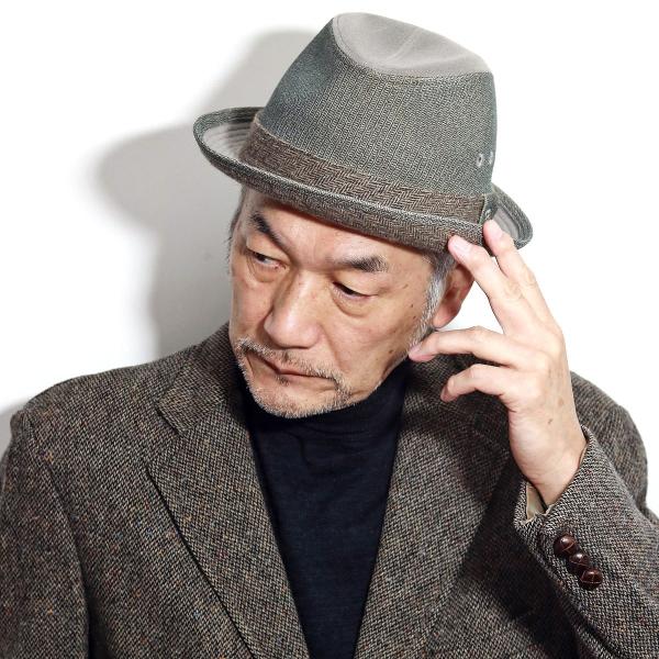 ライナー型 ハット メンズ スエード調 ミラショーン ヘリンボーン 秋冬