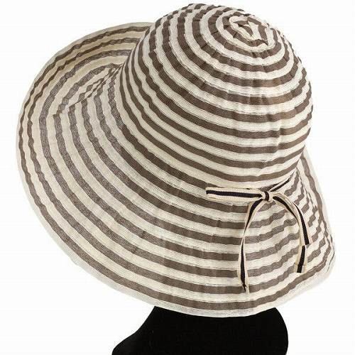 GREVI グレヴィ 春夏 カジュアル ツバ広ハット レディース ボーダー