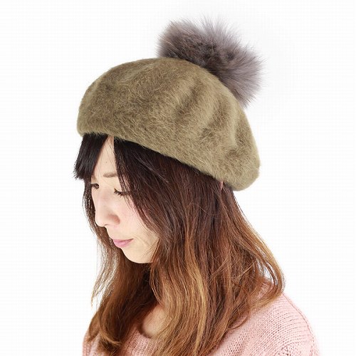 バラ色の帽子 ベレー帽 モヘアボンボンベレー レディース ばら色 ポンポン ファー 帽子 Barairo No Boushi カーキの通販はau Pay マーケット Elehelm帽子専門店