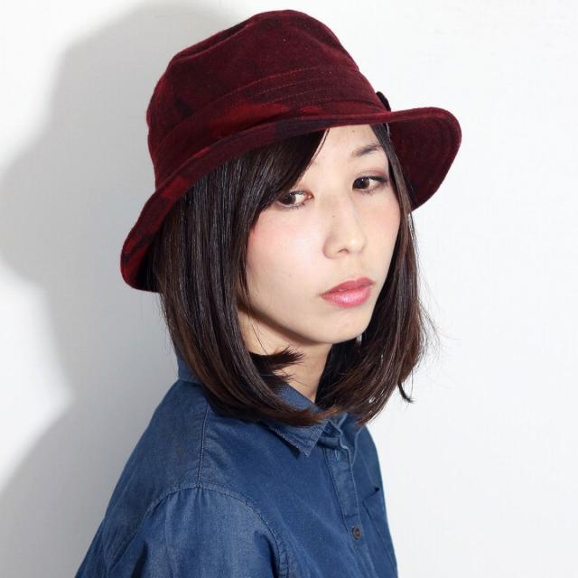 Racal ラカル カモ柄 帽子 ハット メンズ 迷彩 カモフラージュ サハリハット ウール フランネル メルトン ワイン