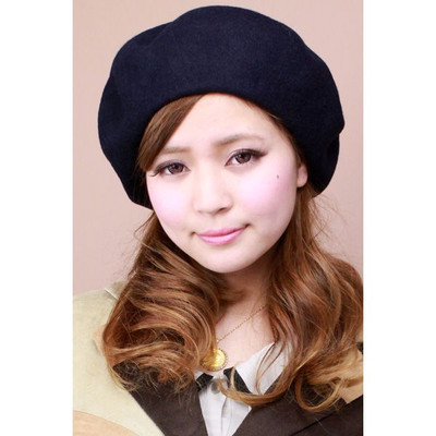 帽子 レディース ベレー帽 国産バスクベレー 帽子 大きいトップで耳まですっぽり 帽子 ネイビーの通販は