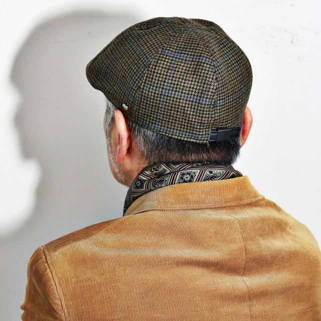 ハンチング帽 メンズ ハンチング ミラショーン 帽子 六枚接ぎのチェック柄ハンチング オリーブ ハンチング帽 メンズ ハンチング ミラショーン 帽子 六枚接ぎの