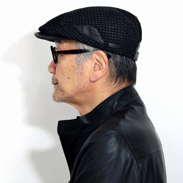 Kaszkiet ハンチング 大きいサイズ メンズ 帽子 秋冬 ウール カシュケット ヨーロッパ チェック柄 レザー 黒 1237 1型 東欧 中欧 ブランド 定番 お洒落 ブランド生地 ブラック ( クリスマス ギフト包装 ラッピング 無料 )_8