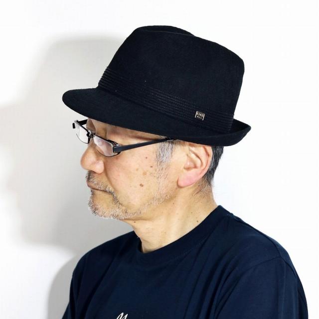 KNOX サーモニット ハット リネン ノックス 帽子 春 夏 メンズ 中折れハット 麻 通気性が良い 紳士 中折れ帽 涼しい 海外ブランド 日本製 58cm 59.5cm サイズ調整 ショートブリム 中折れ帽子 シンプル 無地 黒 ブラック 父の日 ギフト プレゼント ラッピング