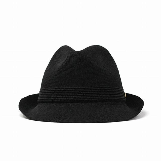 KNOX サーモニット ハット リネン ノックス 帽子 春 夏 メンズ 中折れハット 麻 通気性が良い 紳士 中折れ帽 涼しい 海外ブランド 日本製 58cm 59.5cm サイズ調整 ショートブリム 中折れ帽子 シンプル 無地 黒 ブラック 父の日 ギフト プレゼント ラッピング