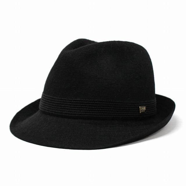 KNOX サーモニット ハット リネン ノックス 帽子 春 夏 メンズ 中折れハット 麻 通気性が良い 紳士 中折れ帽 涼しい 海外ブランド 日本製 58cm 59.5cm サイズ調整 ショートブリム 中折れ帽子 シンプル 無地 黒 ブラック 父の日 ギフト プレゼント ラッピング