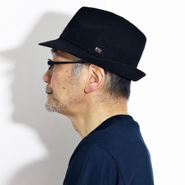 KNOX サーモニット ハット リネン ノックス 帽子 春 夏 メンズ 中折れハット 麻 通気性が良い 紳士 中折れ帽 涼しい 海外ブランド 日本製 58cm 59.5cm サイズ調整 ショートブリム 中折れ帽子 シンプル 無地 黒 ブラック 父の日 ギフト プレゼント ラッピング