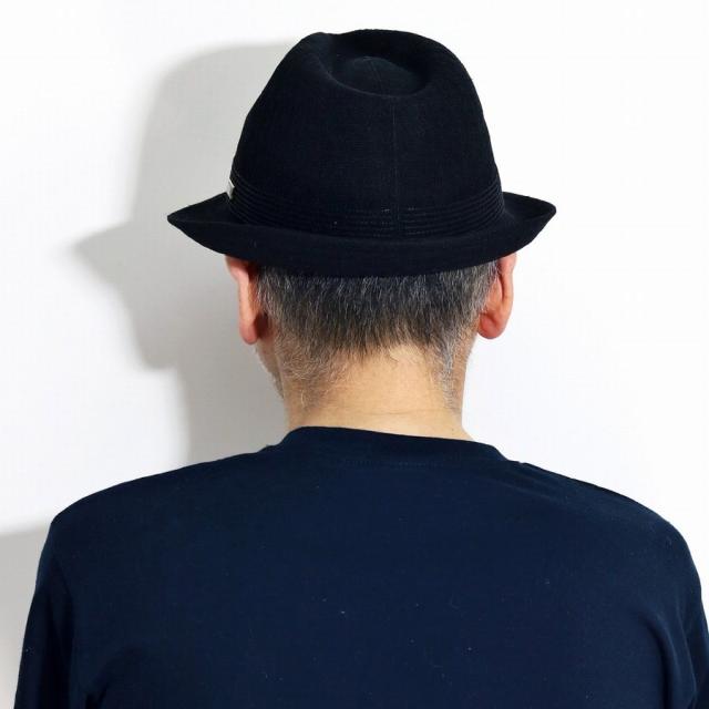 KNOX サーモニット ハット リネン ノックス 帽子 春 夏 メンズ 中折れハット 麻 通気性が良い 紳士 中折れ帽 涼しい 海外ブランド 日本製 58cm 59.5cm サイズ調整 ショートブリム 中折れ帽子 シンプル 無地 黒 ブラック 父の日 ギフト プレゼント ラッピング