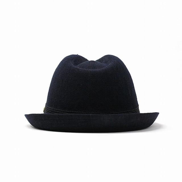 ノックス 中折れハット サーモニット リネン ハット メンズ 春 夏 KNOX 帽子 麻 通気性が良い 中折れ帽 紳士 涼しい シンプル 無地 日本製 58cm 59.5cm サイズ調整 ショートブリム 中折れ インポート 紺 ネイビー 父の日 ギフト プレゼント ラッピング