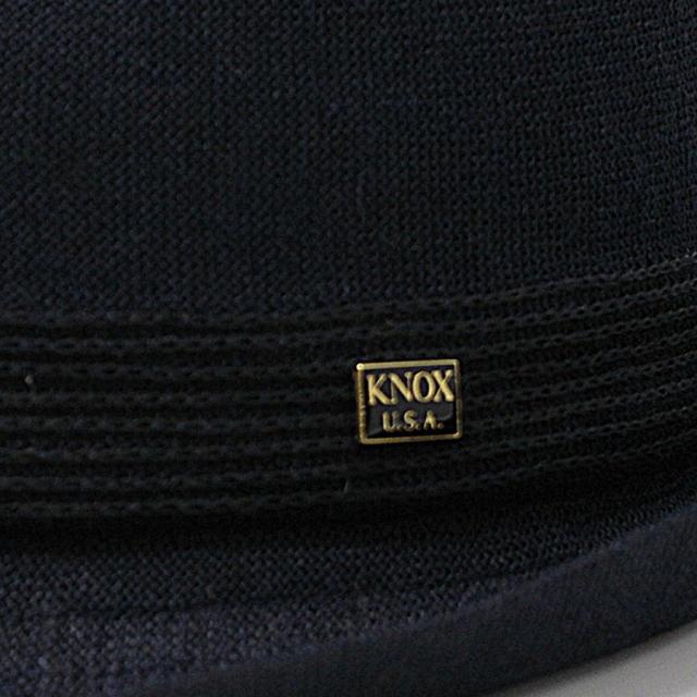 ノックス 中折れハット サーモニット リネン ハット メンズ 春 夏 KNOX 帽子 麻 通気性が良い 中折れ帽 紳士 涼しい シンプル 無地 日本製 58cm 59.5cm サイズ調整 ショートブリム 中折れ インポート 紺 ネイビー 父の日 ギフト プレゼント ラッピング