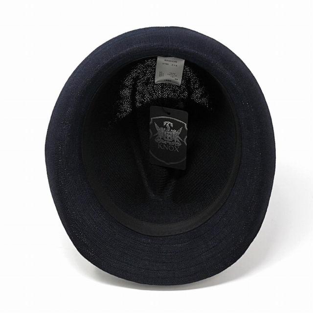 ノックス 中折れハット サーモニット リネン ハット メンズ 春 夏 KNOX 帽子 麻 通気性が良い 中折れ帽 紳士 涼しい シンプル 無地 日本製 58cm 59.5cm サイズ調整 ショートブリム 中折れ インポート 紺 ネイビー 父の日 ギフト プレゼント ラッピング