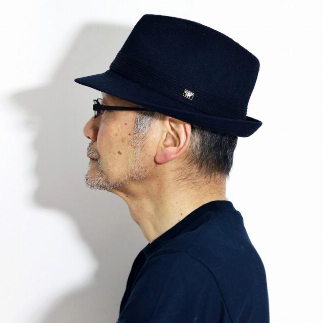 ノックス 中折れハット サーモニット リネン ハット メンズ 春 夏 KNOX 帽子 麻 通気性が良い 中折れ帽 紳士 涼しい シンプル 無地 日本製 58cm 59.5cm サイズ調整 ショートブリム 中折れ インポート 紺 ネイビー 父の日 ギフト プレゼント ラッピング