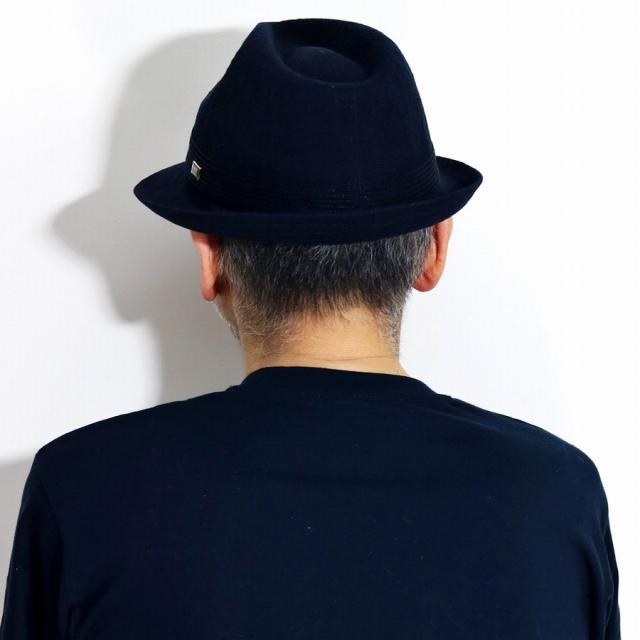 ノックス 中折れハット サーモニット リネン ハット メンズ 春 夏 KNOX 帽子 麻 通気性が良い 中折れ帽 紳士 涼しい シンプル 無地 日本製 58cm 59.5cm サイズ調整 ショートブリム 中折れ インポート 紺 ネイビー 父の日 ギフト プレゼント ラッピング