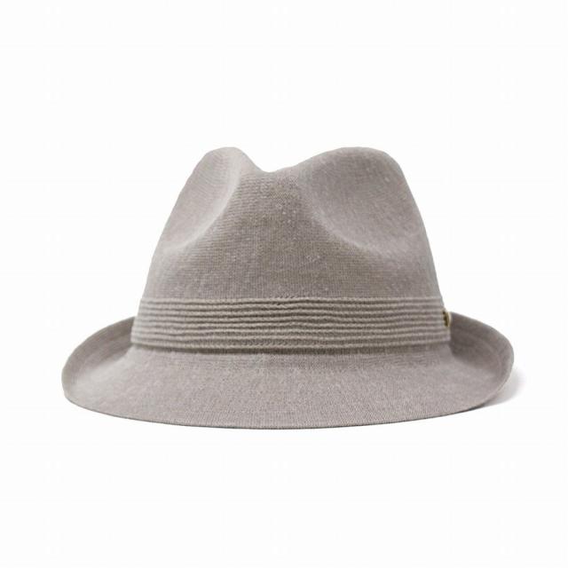 春 夏 KNOX 帽子 サーモニット リネン ハット メンズ ノックス 中折れハット 麻 通気性が良い 中折れ帽 紳士 涼しい シンプル 無地 日本製 58cm 59.5cm サイズ調整 ショートブリム 中折れ インポート グレー 父の日 ギフト プレゼント ラッピング
