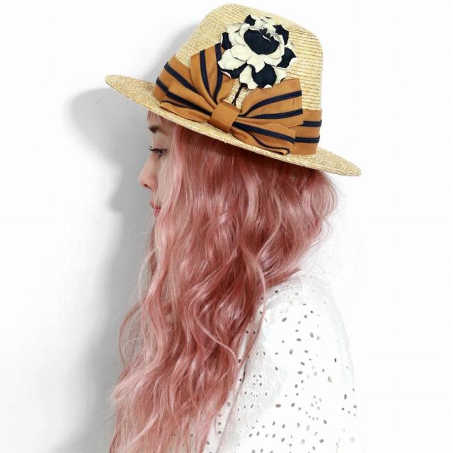 バラ色の帽子 クチナシHat レディース ハット 日本製 麦わら帽子