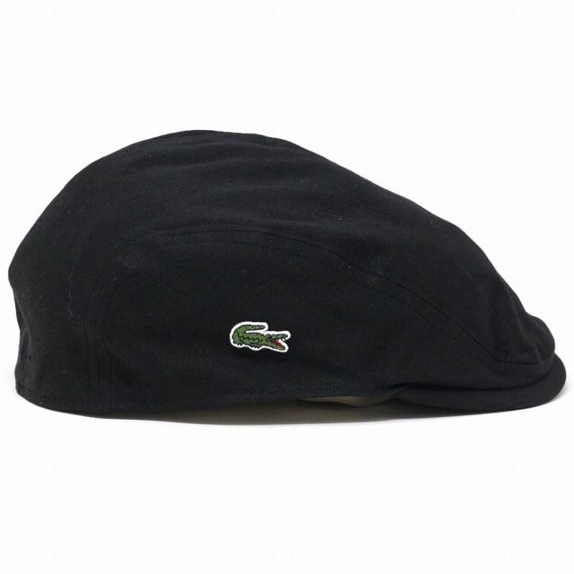 ラコステ メンズ ハンチング 黒 カツラギ 綿 帽子 日本製 オールシーズン 秋冬 LACOSTE 帽子 シンプル ユニセックス 手洗い可 春夏 無地 ハンチング帽 紳士 ブラック メール便送料無料 プレゼント ギフト ラッピング無料_1
