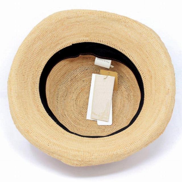 ラフィアハット 麦わら帽子 レディース WUY ビッグリボン 草木染め