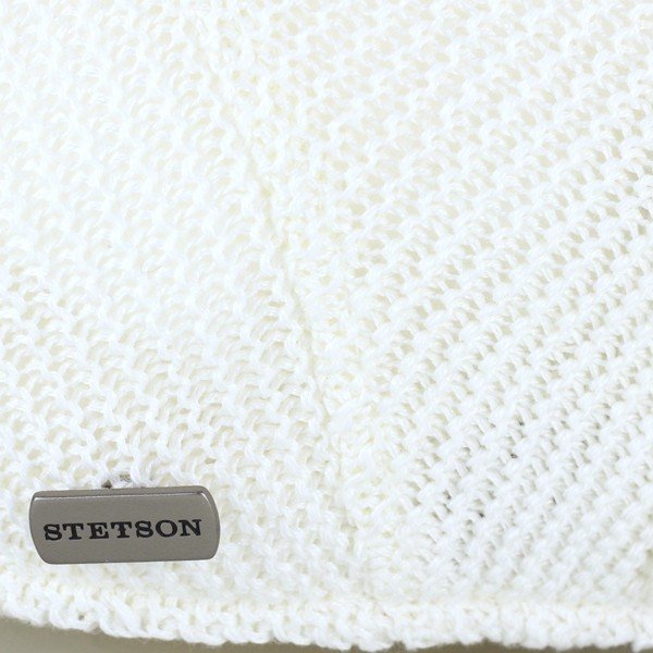 stetson ハンチング 帽子 メンズ 日本製 フリーサイズ ステットソン ハンチング帽 麻ニット 無地 シンプル STETSON アイビーキャップ 人気アイテム 紳士 春夏 カジュアル ブランドロゴプレート オフホワイト 白_4