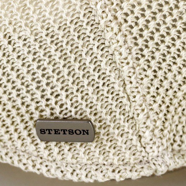 ハンチング メンズ stetson ステットソン ハンチング 無地 日本製 シンプル 麻ニット STETSON サマーニットハンチング 紳士 春夏 麻 ブランドロゴプレート 父の日 ギフト プレゼント フリーサイズ 56cm〜59cm 59cm〜62cm ライトベージュ_4