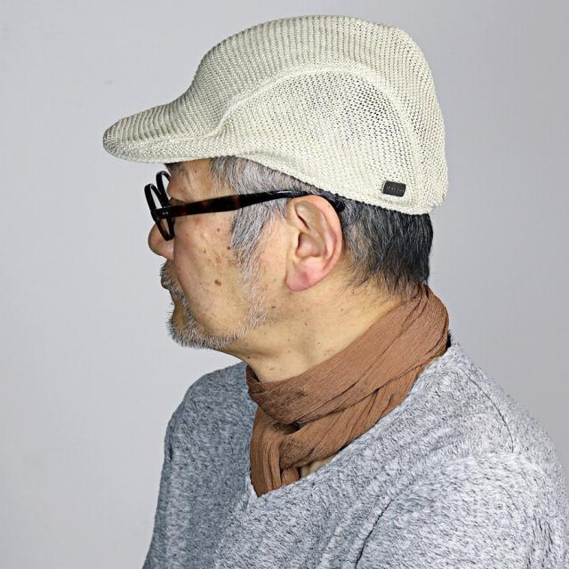 ハンチング メンズ stetson ステットソン ハンチング 無地 日本製 シンプル 麻ニット STETSON サマーニットハンチング 紳士 春夏 麻 ブランドロゴプレート 父の日 ギフト プレゼント フリーサイズ 56cm〜59cm 59cm〜62cm ライトベージュ_8