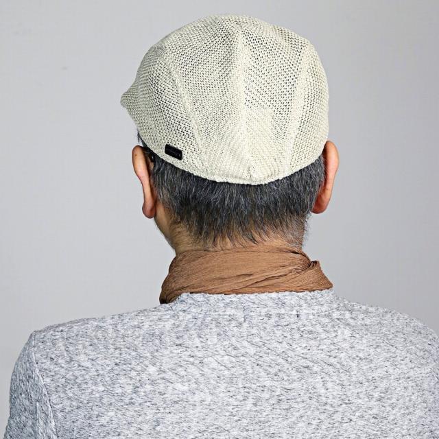 ハンチング メンズ stetson ステットソン ハンチング 無地 日本製 シンプル 麻ニット STETSON サマーニットハンチング 紳士 春夏 麻 ブランドロゴプレート 父の日 ギフト プレゼント フリーサイズ 56cm〜59cm 59cm〜62cm ライトベージュ_9