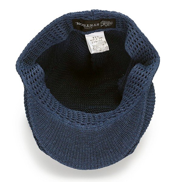 stetson 帽子 ハンチング メンズ 春夏 ステットソン 日本製 フリーサイズ ハンチング帽 無地 シンプル 麻 ニット 涼しい STETSON アイビーキャップ リネン 人気アイテム 紳士 カジュアル ブランドロゴプレート 紺 ネイビー_5