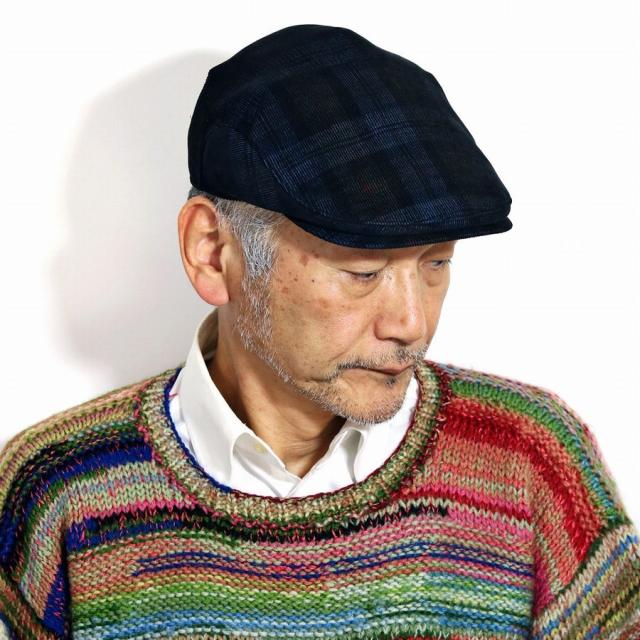 ハンチング コーデュロイ チェック柄 ドゥカ・ヴィスコンティ イタリア生地 帽子 黒 ステットソン アメリカ ブランドSTETSON ダークチェック DUCA VISCONTI DI MODRONE ロイヤルステットソン コール天 ブラック ( クリスマス ギフト包装 ラッピング 無料 )