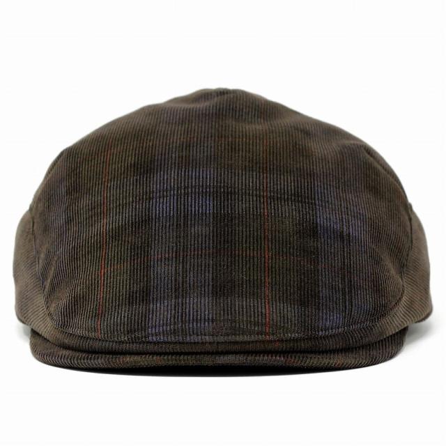 ステットソン 帽子 ハンチング コーデュロイ ダークチェック ドゥカ・ヴィスコンティ イタリア生地 STETSON DUCA VISCONTI DI MODRONE ロイヤルステットソン アメリカ ブランド コール天 ハンチング帽 ブラウン ( クリスマス ギフト包装 ラッピング 無料 )_2